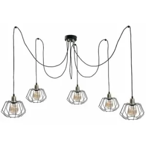 Image of Keter Luna Cluster Pendant Ceiling Light Gold, 5x E27