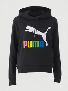 Image of Puma Classics Logo Hoodie - Black , Multi, Size S, Women