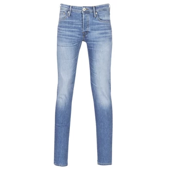 Image of Jack & Jones Glenn Skinny Fit Washed Jeans - Blue/Denim, Blue Denim, Size 34, Length Regular, Men