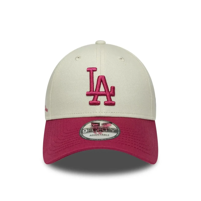 Image of New Era Mlb Los Angeles Dodgers Side Script 9forty Cap Beige OSFM
