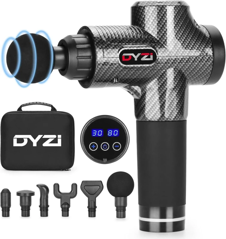 Image of Dyzi Deep Tissue Muscle Massager 6 Heads Handheld Massage Gun Black unisex