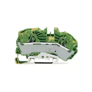 Image of WAGO 2016-7607 2 Conductor Ground Terminal Block Green-yellow