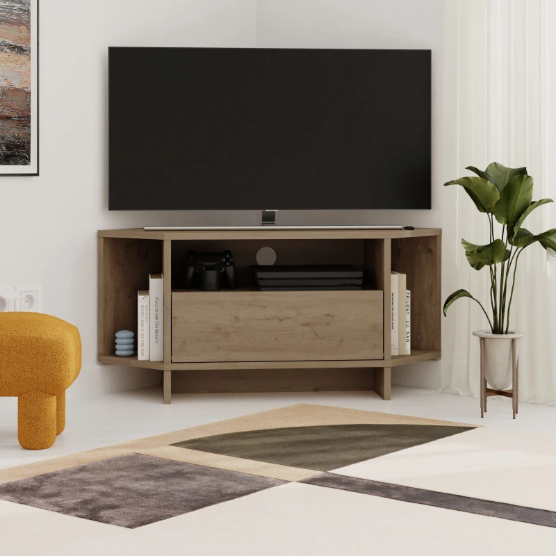 Image of Decortie Viva' Modern Corner TV Unit for 34" TVs in Brown Size: 1 Pack Brown Unisex 1 Pack