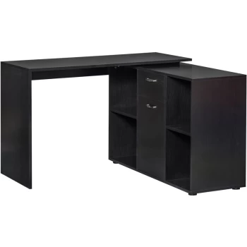 Image of Homcom - MDF Adjustable Large L-Shaped Computer Desk Workstation PC Home Office - Black