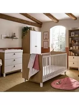 Image of Cuddleco Rafi 4 Piece Nursery Furniture Set - Oak And White