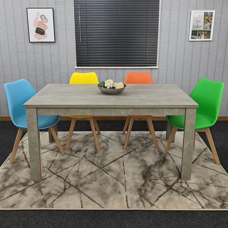 Image of KOSY KOALA KOSY KOALA Stone Grey Wood Dining Table with 4 Colourful Plastic Leather Chairs Grey One Size Unisex 5061055342199