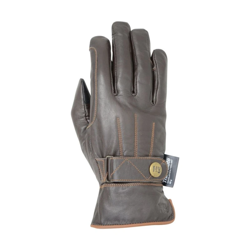 Image of Hy5 Mens Thinsulate Leather Winter Riding Gloves in Dark Brown Size: XS Dark Brown Male XS