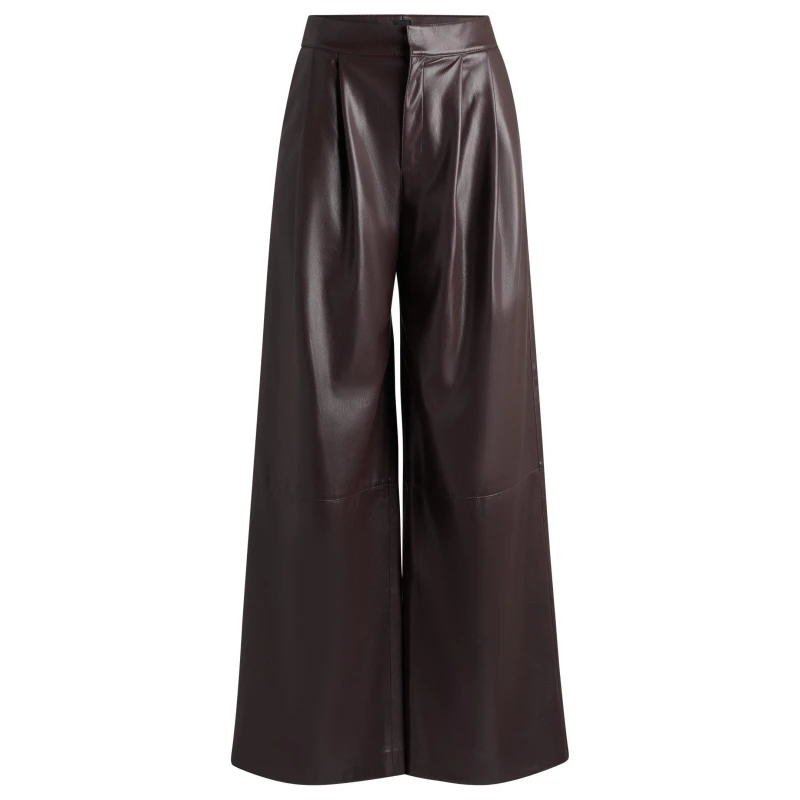 Image of Boss Womens Tadesa Faux Leather Soft Finish Trousers Open Red female 14 (XL)