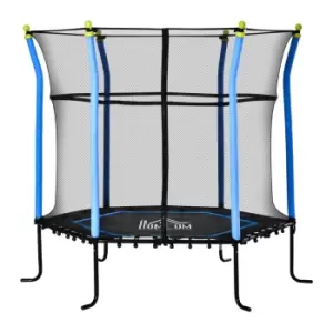 Image of Homcom 5.3ft Kids Trampoline With Enclosure Indoor Outdoor For 3-10 Years Blue