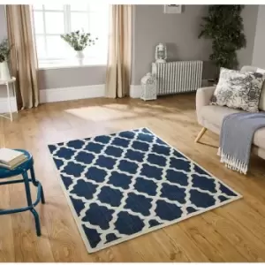 Image of Moda Flatweave Trellis Blue 120cm x 160cm Rectangle - Blue