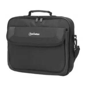 Image of Manhattan Cambridge Laptop Bag 14.1" Clamshell Design Black LOW COST Accessories Pocket Document Compartment on Back Shoulder Strap (removable) Equiva