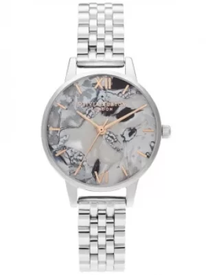 Image of Olivia Burton Abstract Florals Rose Gold Silver Bracelet Watch...