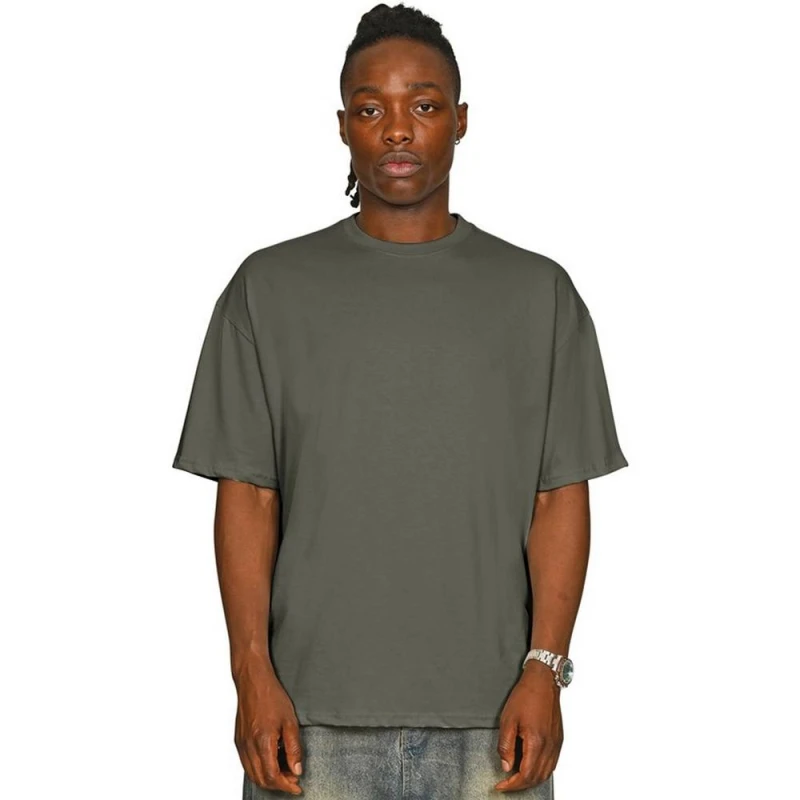 Image of Casual Classics Mens Combed Ringspun Cotton Oversized T-Shirt in Khaki Size: XS Khaki Male XS