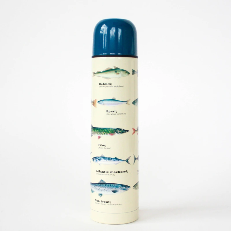 Image of Menkind Fish Vacuum Flask Blue unisex