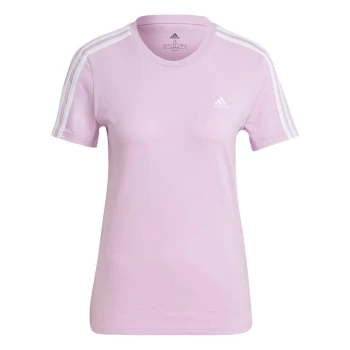Image of adidas Essentials 3 Stripe T Shirt Ladies - Violet/White