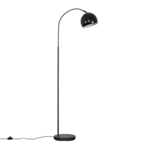 Image of Curva Dark Grey Floor Lamp with Black Arco Shade