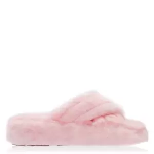 Image of Fabric Cross Mule Chldrens Slipper - Pink