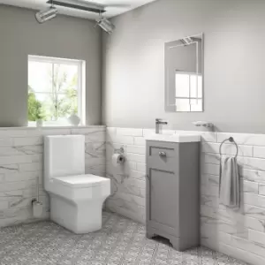 Image of Baxenden Cloakroom Toilet Suite with Grey Floorstanding Vanity Unit and Basin