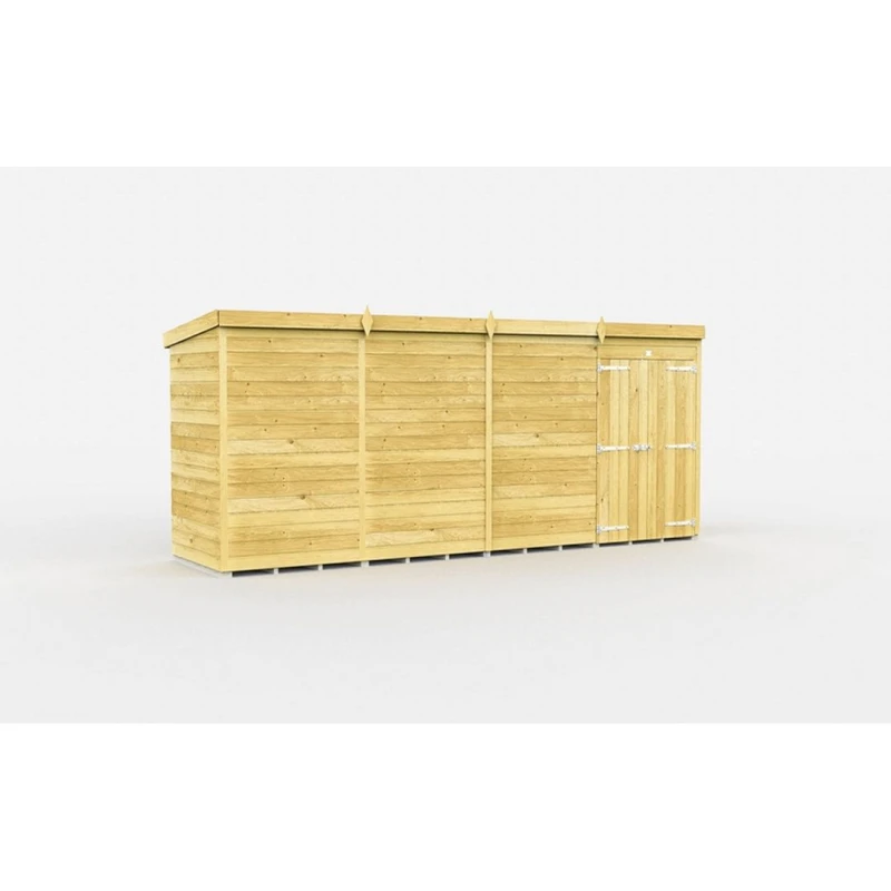 Image of Buttercup Farm 16 x 4 Feet Pent Shed - Double Door W/O Window - L118 x W474 x H201cm in Brown Brown Unisex