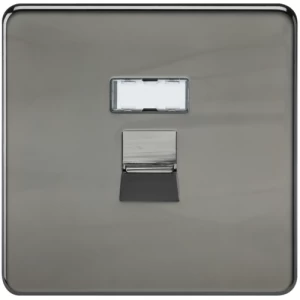 Image of KnightsBridge Screwless Black Nickel RJ45 Network Outlet Wall Socket