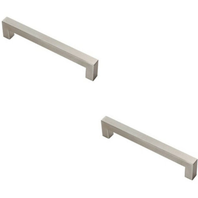 Image of Loops 2x Square Linear Block Pull Handle 174 x 14mm 160mm Fixing Centres Satin Steel Metallics unisex