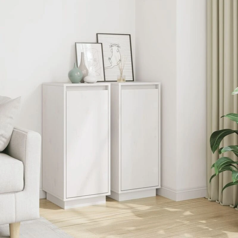 Image of VIDAXL Sideboards 2 pcs White 31.5x34x75cm Solid Wood Pine Vidaxl 813353