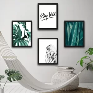 Image of Stay Wild Set 4 Multicolor Decorative Framed Painting (4 Pieces)