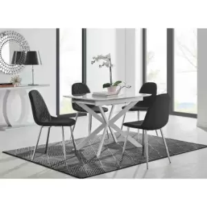 Image of Furniture Box LIRA 100 Extending Dining Table and 4 Black Corona Silver Leg Chairs