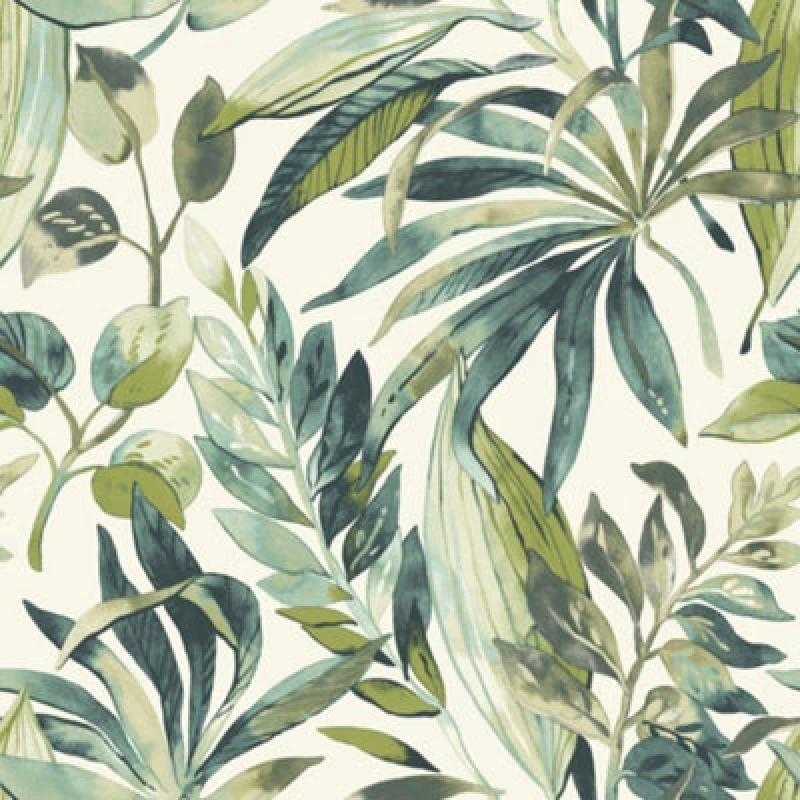 Image of Grandeco Tropical Palm Leaf Green Wallpaper Botanical Textured Paste The Wall
