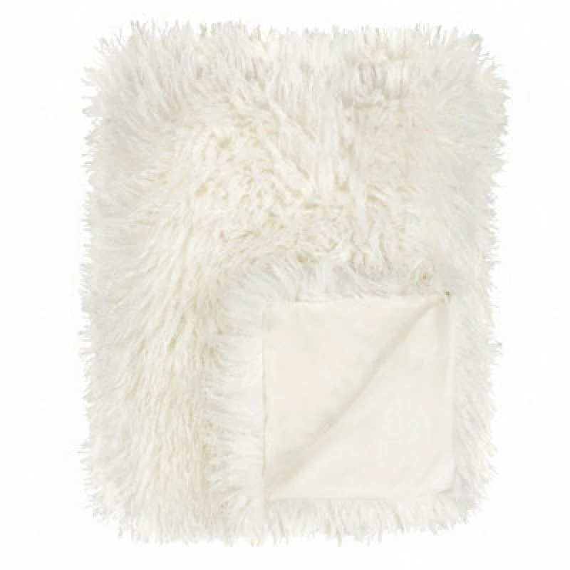 Image of Furn Furn Rowan Faux Fur Throw in Ecru Size: 130cm x 170cm Ecru 130cm x 170cm Unisex 5025532356314