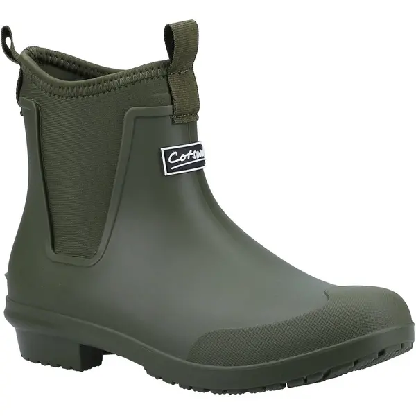Image of Cotswold Womens Grosvenor Short Neoprene Wellies Chelsea Ankle Boots - UK 4 Green female GDE2711GRN4