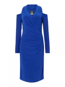 Image of DKNY Wrap around cold shoulder dress Blue