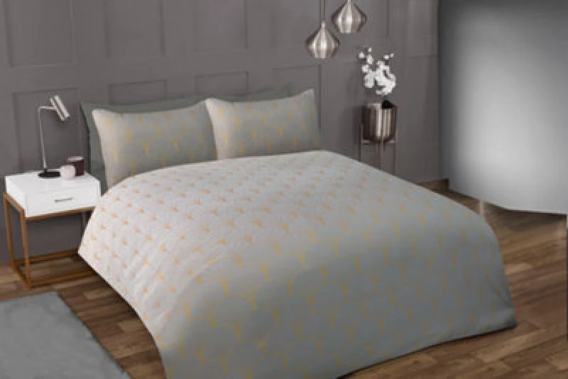 Image of Smart Living Smart Living Printed Luxury Ombre Metallic Deco Duvet Cover With Pillowcases in Grey Size: Double Grey Double Unisex 5056242818298