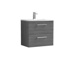 Image of Nuie Arno 600mm Wall Hung 2 Drawer Vanity & Basin 4 Anthracite