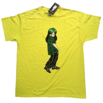 Image of Billie Eilish - Anime Billie Unisex Medium T-Shirt - Yellow