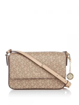 Image of DKNY Coated logo medium flap cross body bag Neutral