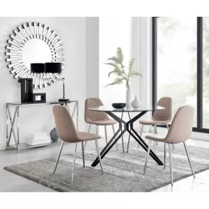 Image of Furniture Box Cascina Dining Table and 4 Cappuccino Corona Silver Leg Chairs