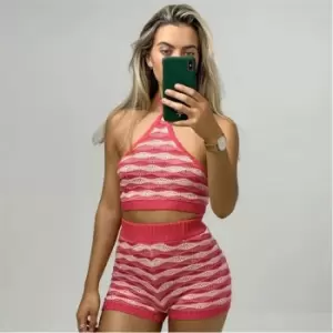 Image of I Saw It First Stripe Crochet Shorts - Pink