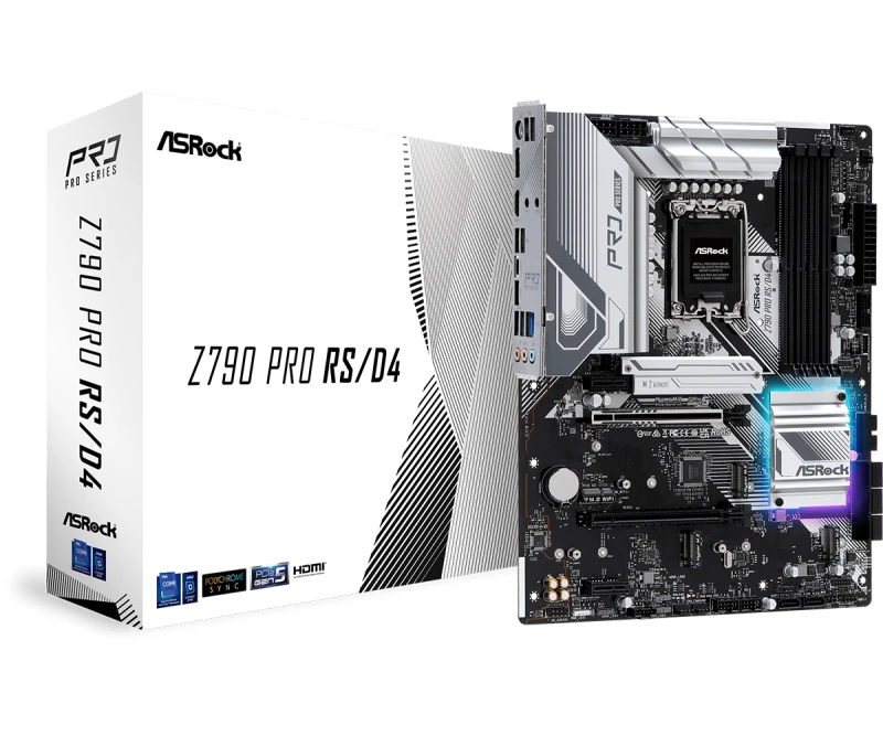 Image of Asrock Z790 PRO RS/D4 Intel Z790 1700 ATX 4 DDR4 HDMI DP eDP 2.5G LAN PCIe5 RGB 4x M.2 - Z790 PRO RS D4