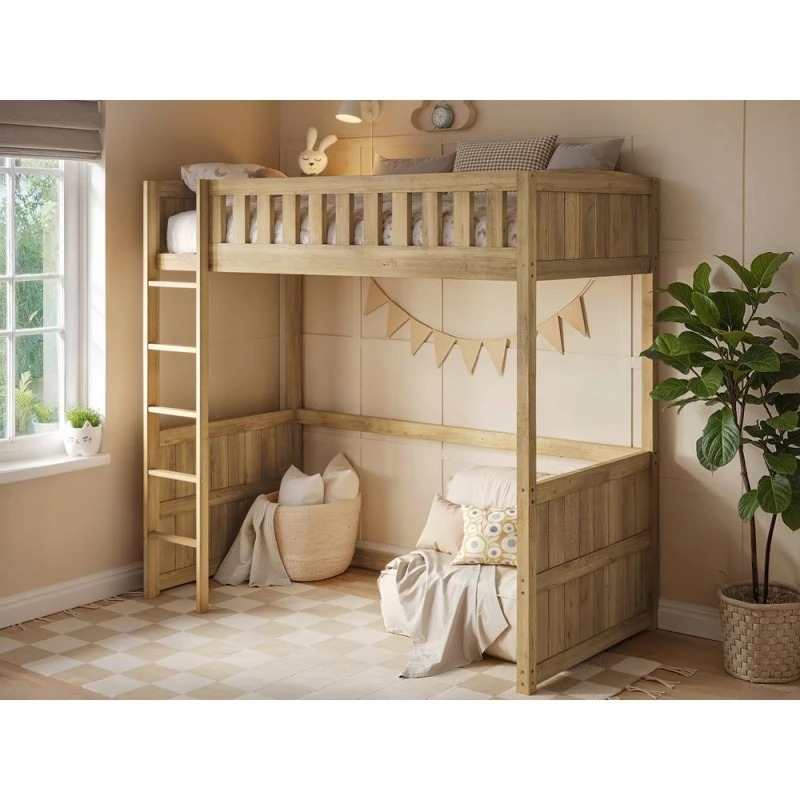 Image of Flair Bea Wooden High Sleeper in Brown Size: Single Brown Unisex Single