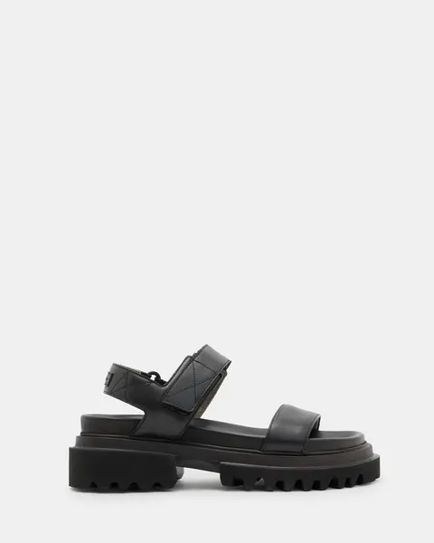 Image of AllSaints Rory Chunky Leather Velcro Sandals