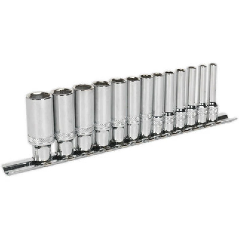 Image of Loops 13 PACK DEEP Socket Set 1/4" Metric Square Drive - 6 Point LOCK-ON Rounded Heads Multi