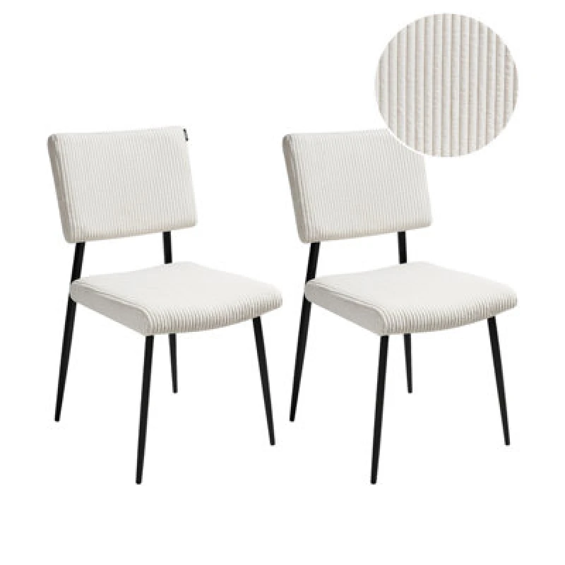 Image of Beliani Set Of 2 Dining Chairs Sturgis Corduroy Off-White