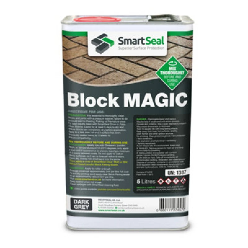 Image of Smartseal - Block Magic - Dark Grey (5L) - A Re-Colouring Block Paving Sealer. Superior To Concrete Paint, Transform Old Driveways