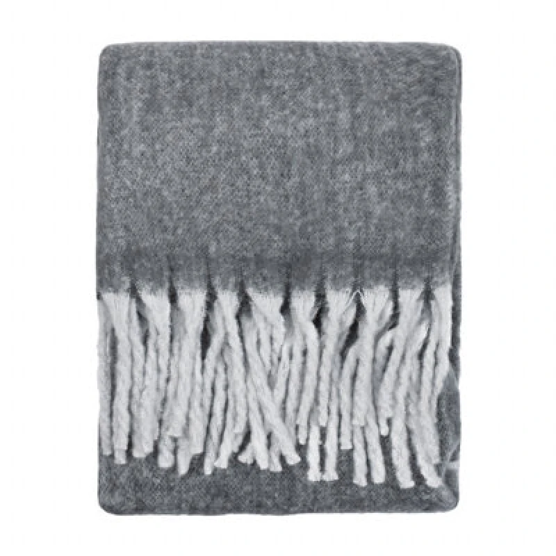 Image of Furn Furn Cozy Woven Tasselled Throw in Charcoal Size: 140cm x 180cm Charcoal 140cm x 180cm Unisex 5025532364777