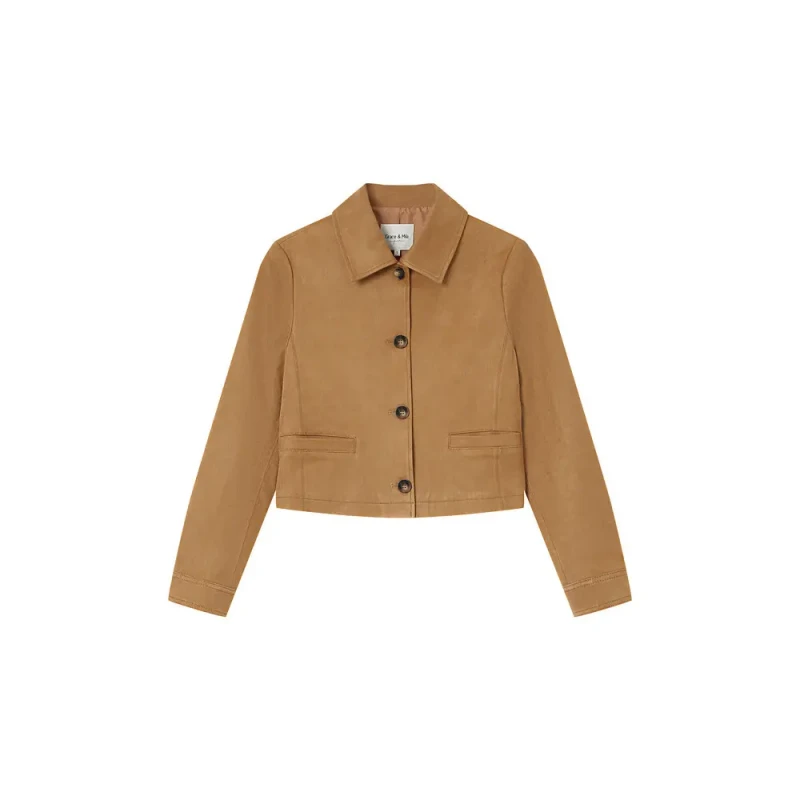 Image of Grace & Mila Womens suede jacket Grace & Mila Sullivan Beige Female S