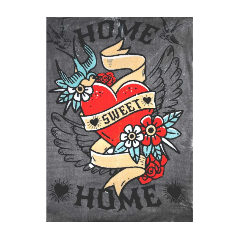 Image of Country Club Country Club Soft to Touch Luxury Blanket Throw - Home Sweet Home Size: 150cm x 200cm Multi 150cm x 200cm Unisex 5023674225543