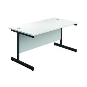 Image of Jemini Rectangular Single Upright Cantilever Desk 1600x800x730mm White/Black KF810927