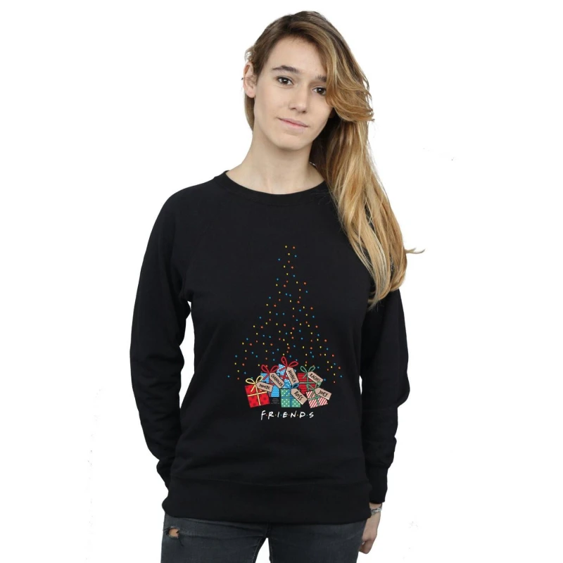 Image of Friends Christmas Tree Lights Sweatshirt Black female