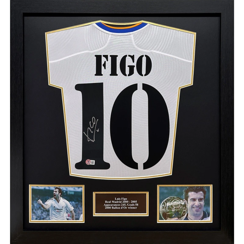 Image of AllStarSignings Ltd Luis Figo signed Real Madrid shirt White unisex One Size